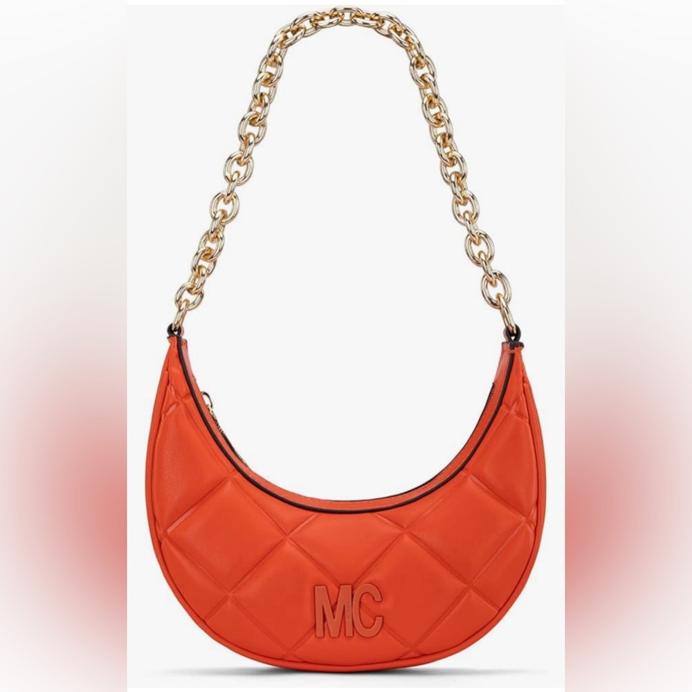 Orange Crescent Shoulder Bag , Underarm Purse Mini Clutch Handbag w/ BONUS